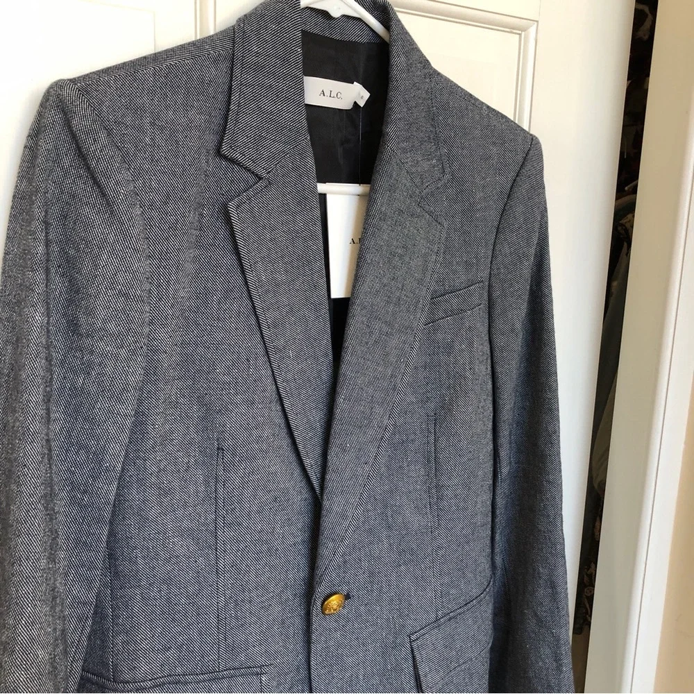 A.L.C. Cotton/Linen Blazer/Jacket Grey Single Button Size 6 - Picture 12 of 16